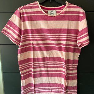 Men's Kronstadt Pink Striped T-Shirt Used Large